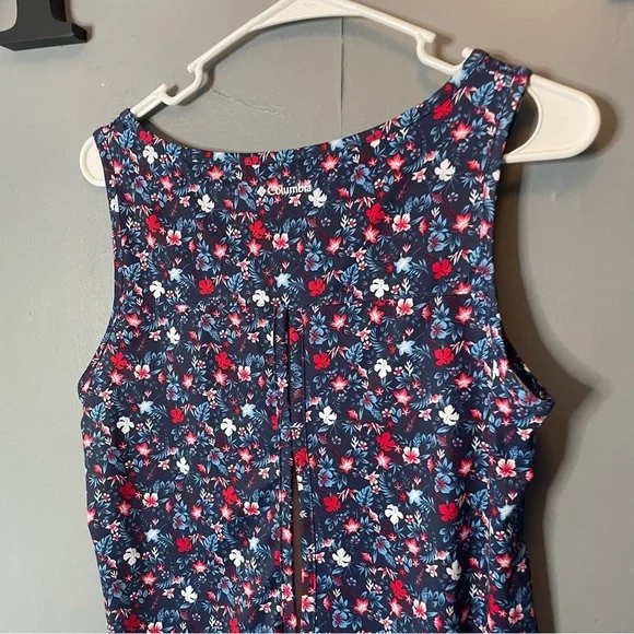 Columbia keyhole back Floral Sleeveless Tank Top - Blue and Red size small - Picture 9 of 12